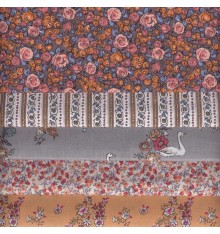 5 Fat Quarters Set ('Swans' Collection - Taupe / Orange)