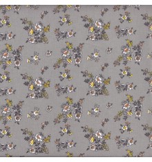 Fabulous Leafy Floral fabric 'Swans' collection (Grey / Yellow)