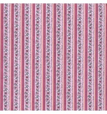 Striped Floral Regency fabric 'Swans' collection (Fuchsia / Orange)