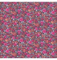 Budding Rose Floral fabric 'Swans' collection (Fuchsia / Orange)