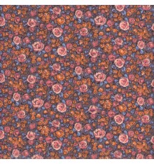 Budding Rose Floral fabric 'Swans' collection (Taupe / Orange)