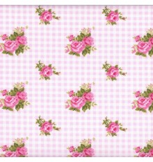 Roses Are Red 'Check' (Pink) mini design fabric