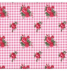 Roses Are Red 'Check' (Rouge) mini design fabric