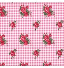 Roses Are Red 'Check' (Rouge) mini design fabric