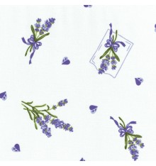 Lavender and Hearts Fabric (NEW white base colour)
