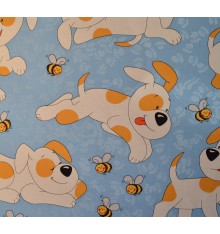 Children's 100% Cotton Print - WOOF! - Blue