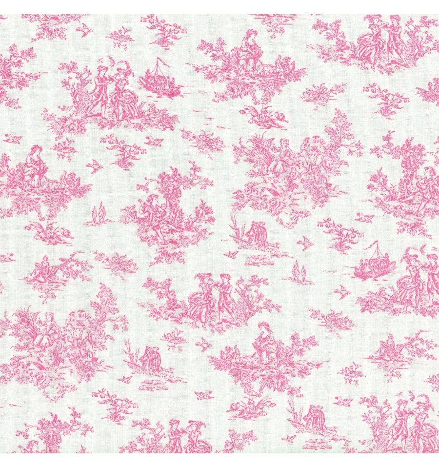 Pink toile de Jouy fabric French country from Brick House Fabric: Novelty  Fabric