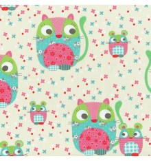 ‘Cat and Mouse’ Children’s Fabric (Light Sand)