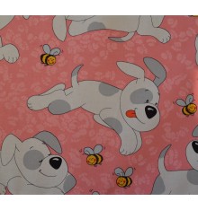 Children's 100% Cotton Print - WOOF! - Pink