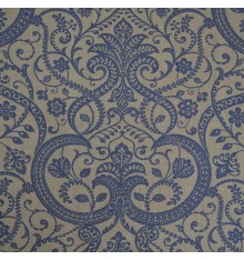 Linen classical floral in traditional damask style (indigo blue)