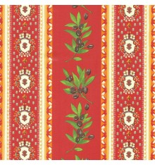 PVC oilcloth fabric - Provençal stripe olives (Red)