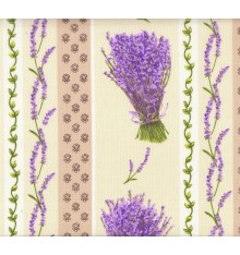 Provençal "Lavender Stripe" Cotton Print (Ecru)