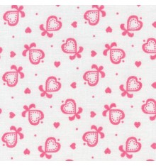 Hearts and Bows - Rose - 100% Cotton Print