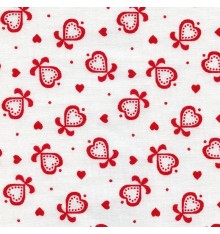 Hearts and Bows - Red - 100% Cotton Print