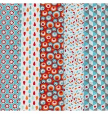 Textiles français ‘Dreams in Colour’ Stoffpak Fabric Pack (Turquoise/Red)