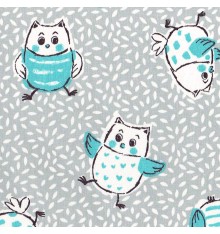 Loveable Baby Owls fabric (Turquoise)