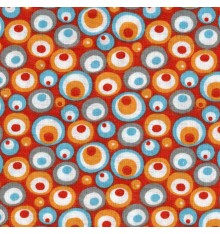 Lava fabric (Turquoise, Orange, Grey & White on Red)