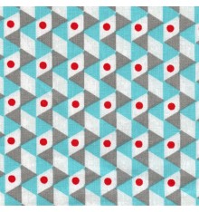 Geometrica fabric (Turquoise, Red, Taupe Grey & White)