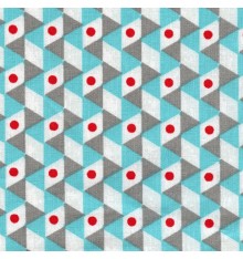 Geometrica fabric (Turquoise, Red, Taupe Grey & White)