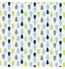 Raindrops fabric (turquoise, taupe, vert anis & blue)