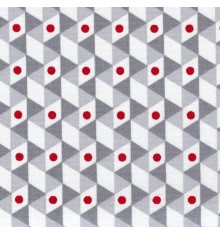 Geometrica fabric (Greys, Red & White)