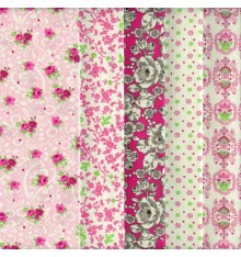 5 Fat Quarters Fabric Pack (Strawberries & Cream Florals)