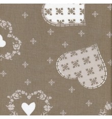 Authentic French Christmas Fabric (Alpine) - Hearts & Snowflakes
