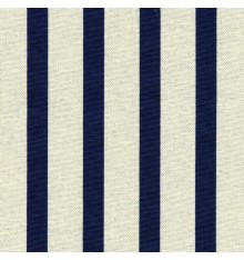 Sophisticated Stripes fabric - navy blue on natural linen-coloured base