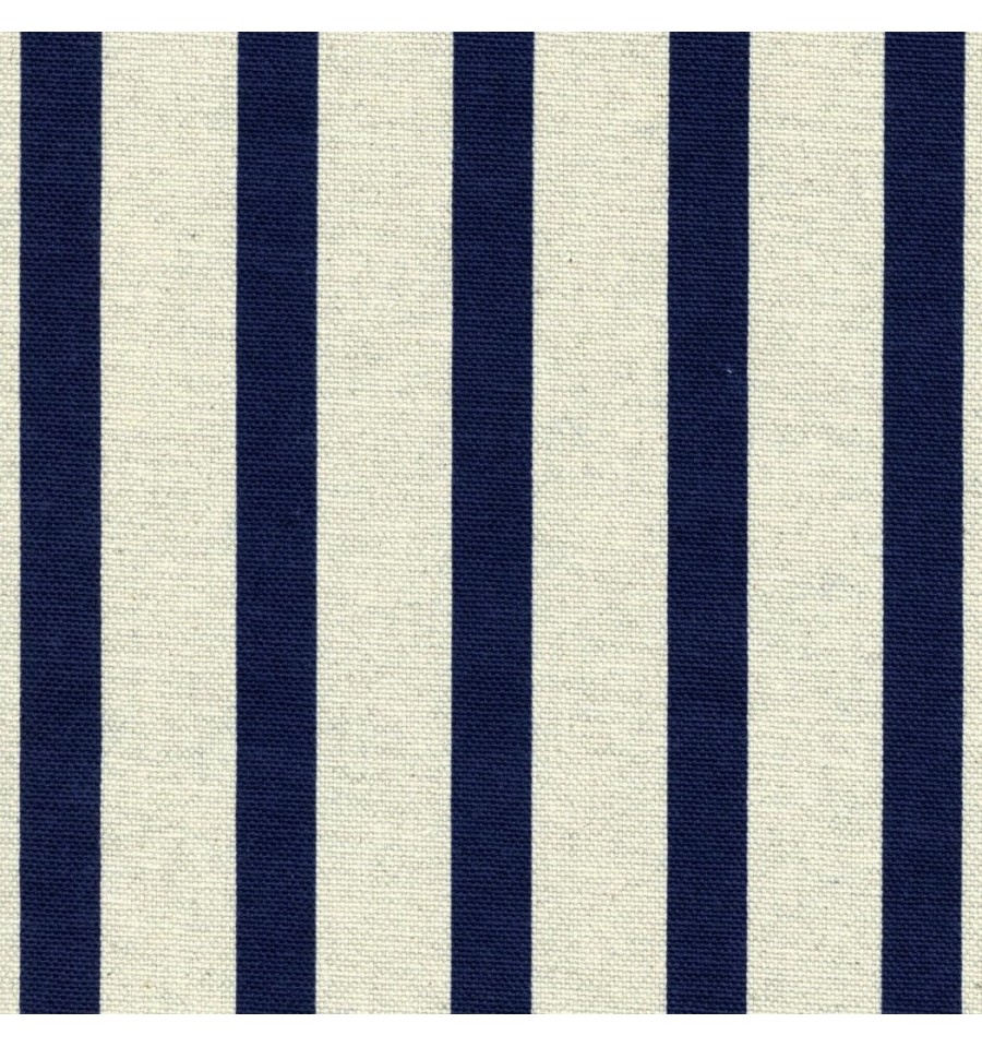 Natural Linen Fabric With Blue Stripes