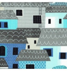 The Old Town fabric - blues, turquoise, greys and naturals