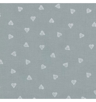 Mid Grey Hearts Fabric (Hearts) - Textiles français™