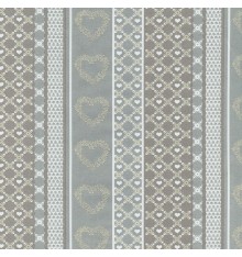 Lattice Hearts Stripe fabric (Taupe Grey, Grey, Beige & Cream White)