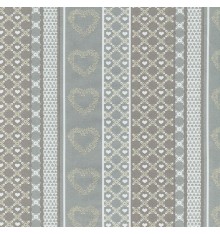 Lattice Hearts Stripe fabric (Taupe Grey, Grey, Beige & Cream White)