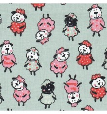 The Chic Sheep Children’s Fabric - pink, red and grey sheep