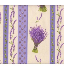 Provençal "Lavender Stripe" Cotton Print (Lavender)