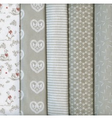 Textiles français Set of 5 Fat Quarters - Rustic Charm (Naturals)