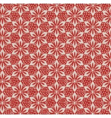 Tomato Red & Cream Fabric (Geometric Floral)