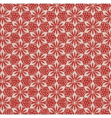 Tomato Red & Cream Fabric (Geometric Floral)