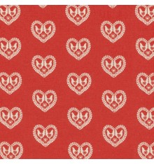 Tomato Red & Cream Fabric (Chickens In Love) mini design fabric
