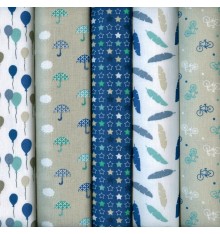 Textiles français Set of 5 Fat Quarters - Winter Party Collection