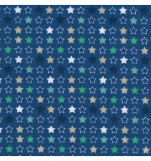 Blue, Greens, Beige & White on Dark Winter Blue (Stars Of The Show)
