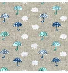 Blue, Grey, Greens and White on Winter Beige (Take Your Umbrella!)