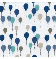 Blue, Grey, Taupe, Beige & Green on White (Balloons)