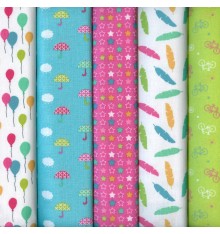 Textiles français Fabric Set of 5 Fat Quarters - Summer Party Collection