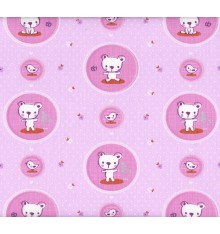 CHILDREN'S 100% COTTON DESIGNER PRINT - TEDDIES & RABBITS (Rose)