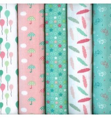 Textiles français Fabric Set of 5 Fat Quarters - Spring Party Collection