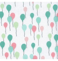Pastel Pinks and Greens on White Fabric (Balloons)