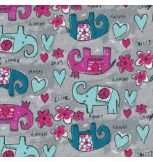 Happy Hippy Funny Elephants children’s fabric