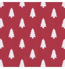 Christmas Trees fabric - Snow White Trees on Festive Red