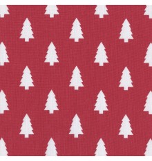 Christmas Trees fabric - Snow White Trees on Festive Red
